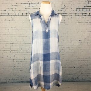 Cloth & Stone faded blue check dress